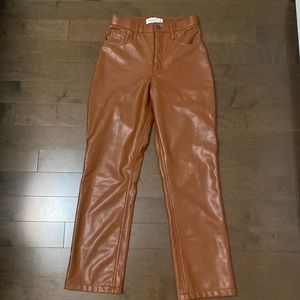 Abercrombie Brown Vegan Leather 90s Straight Pants